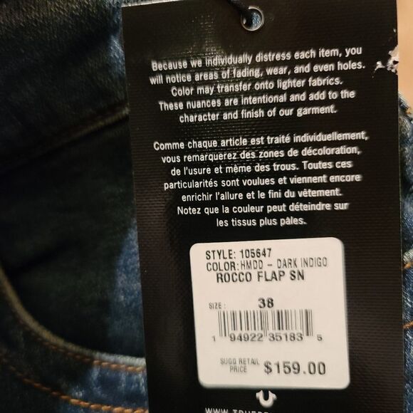 True Religion Rocco Relaxed Skinny Flap Snap Pocket 38W - Picture 9 of 9